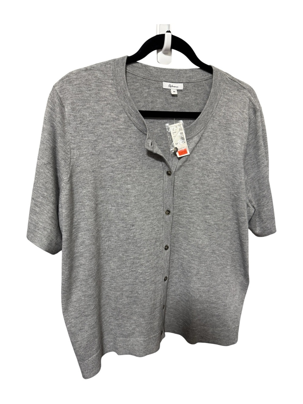 Reitmans Gray Ribbed-Neck Knit Top - Picture 2 of 7